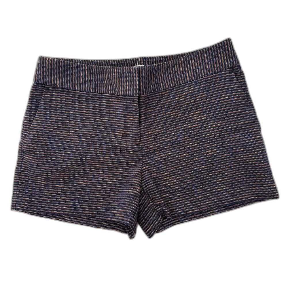 Ann Taylor LOFT Womens 4 Riviera Short Blue Black Mid Rise Cotton Blend